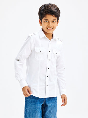 Shop  White Pure Cotton Shirt for Boys