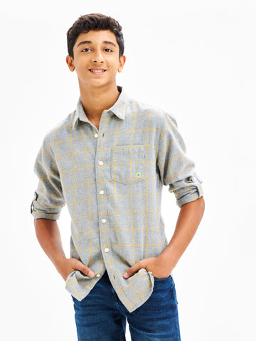 Shop  Grey Pure Cotton Shirt for Boys