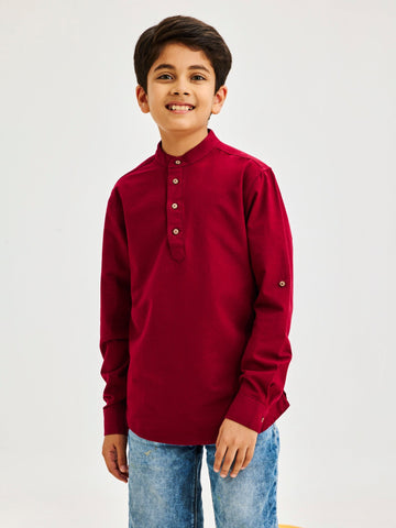 Shop  Maroon Pure Cotton Shirt for Boys