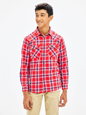 Shop  Red Pure Cotton Shirt for Boys