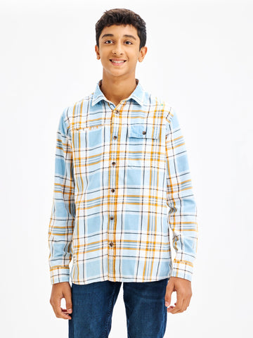 Shop  Orange Denim Check Shirt for Boys