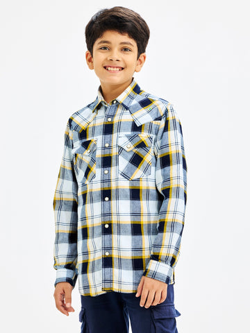 Shop  Yellow Denim Check Shirt for Boys