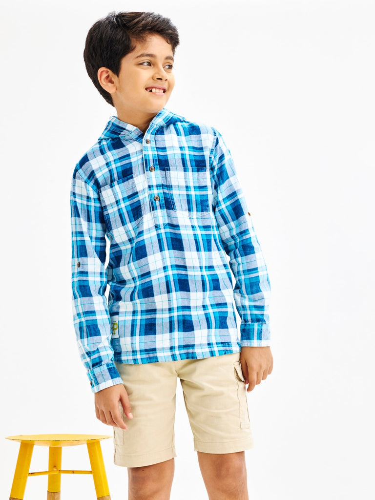 Shop  Blue Denim Check Shirt for Boys