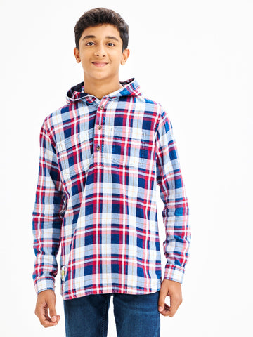 Shop  Red Denim Check Shirt for Boys