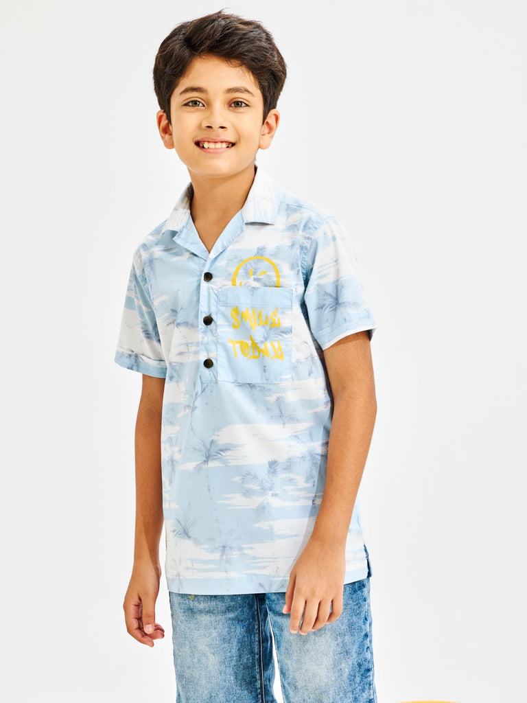 Shop  Blue Casual Printed Shirt for Boys