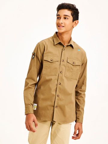 Shop  Khaki Casual Cargo Shirt for Boys