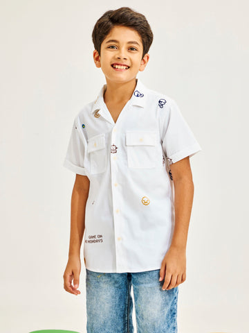 Shop  White Printed Shirt for Boys