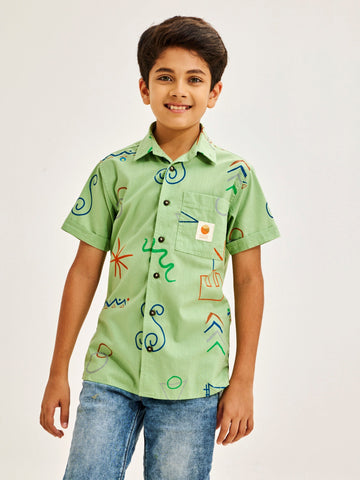 Shop  Green Pure Cotton  Shirt for Boys