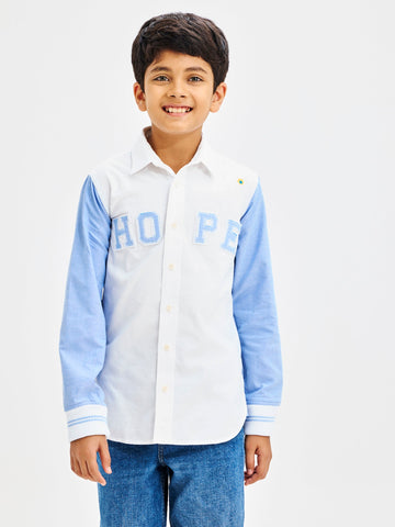 Shop  White Colour Block Shirt for Boys