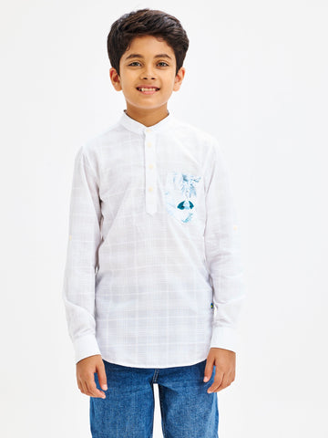 Shop  White Textured Kurta for Boys