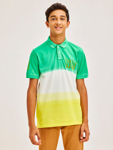 Shop  Green Pure Cotton Tie & Dye Polo for Boys