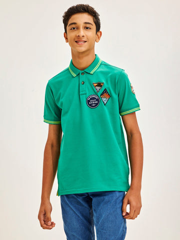 Shop  Green Solid Polo for Boys