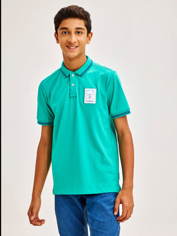 Shop  Green Solid Polo for Boys