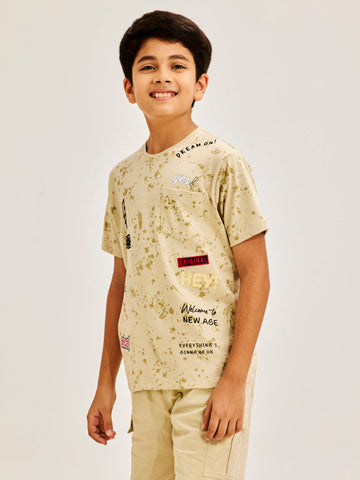 Shop  Cream Pure Cotton T-Shirt for Boys