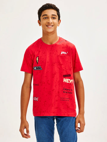 Shop  Red Pure Cotton T-Shirt for Boys