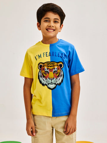 Shop  Yellow Colour Block Ultra Soft T-Shirt for Boys