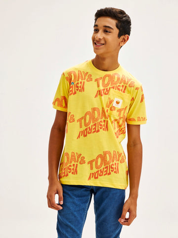 Shop  Yellow Pure Cotton T-Shirt for Boys